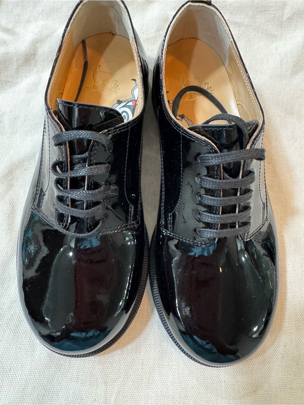 Christian Louboutin Black Patent Leather Lace-Up Oxfords